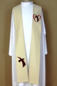 stuła Krzyż w Sercu biała