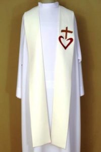stuła serce caritas biała