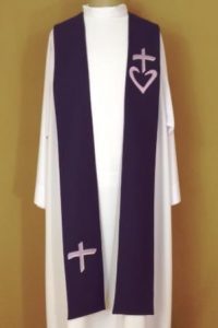 stuła Serce Caritas fioletowa