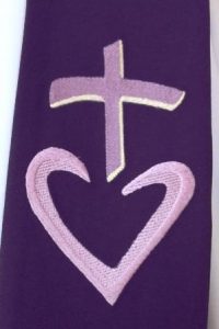 stuła serce caritas fioletowa