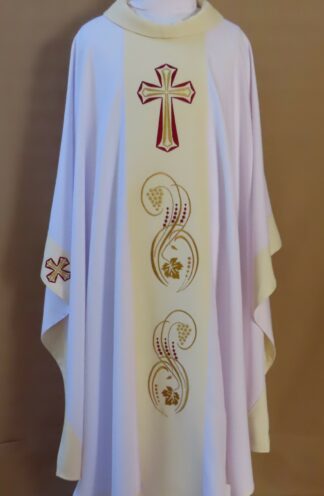 Biały Monastyczny Krzyż Świetlisty Paschalny + welon i palka